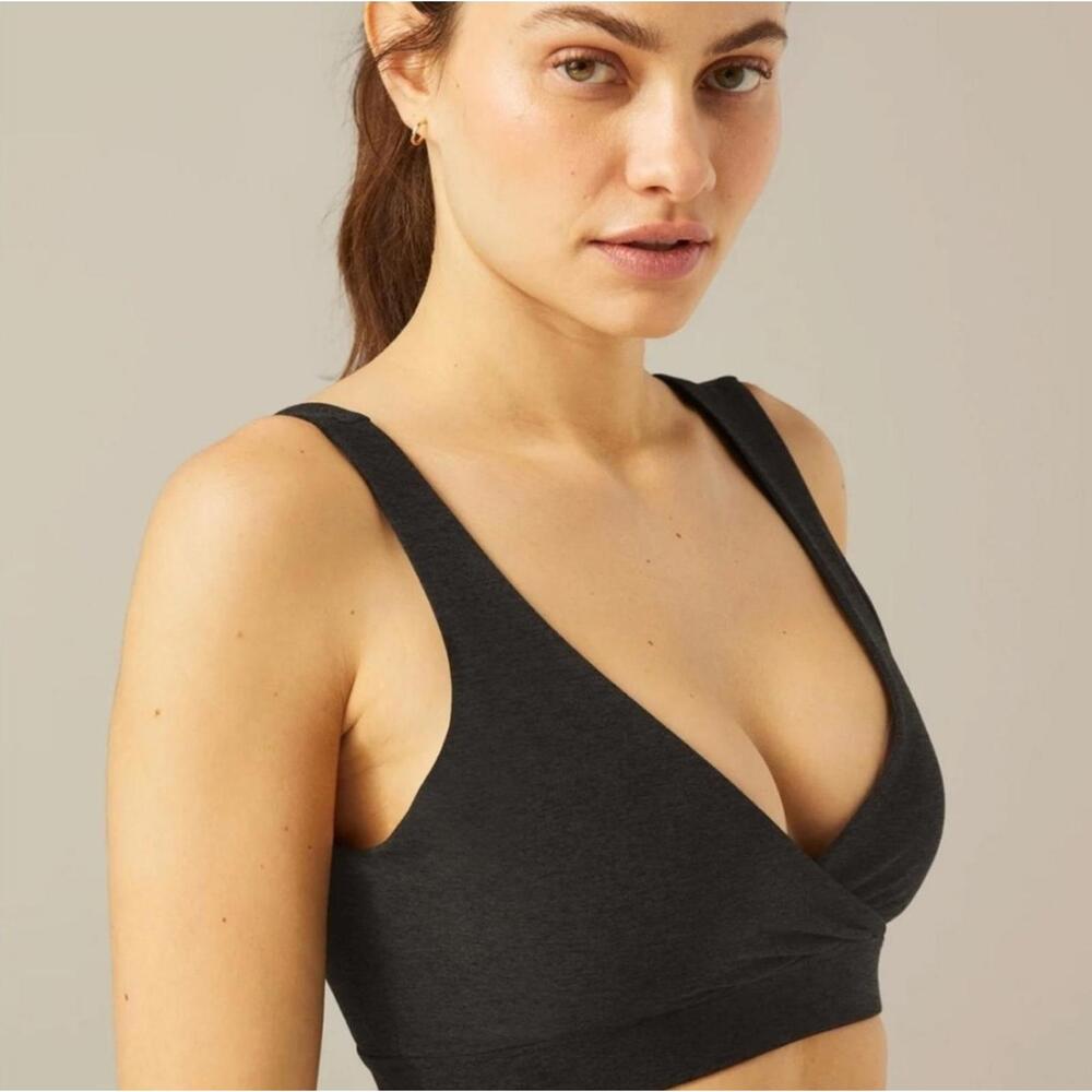 Beyond Yoga Sports Bra Womens Medium Crossover Spacedye Black/gray Athleisure